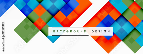 The colorful background with squares and rectangles on a white backdrop creates a vibrant and dynamic product. Shades of azure, magenta, and other hues bring symmetry and excitement to the design