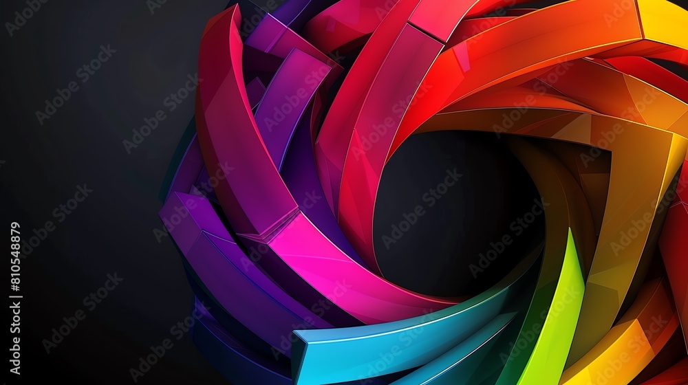 Rotating geometric shapes, motion effect, 4K, hyperrealistic, side angle, vivid colors, dynamic rotation, black background Rotating geometric shapes, motion effect, 4K, hyperrealistic, side angle, vivid colors, dynamic rotation, black background