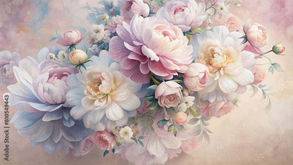 Watercolor background adorned with soft pastel