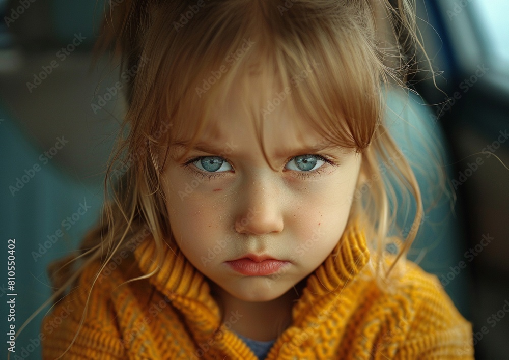 Portrait of a girl angry child expresses emotions of discontent or anger. Portrait of a girl angry child expresses emotions of discontent or anger.