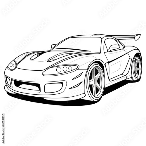 Car coloring page for children and kids  white background