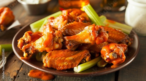 Plate of Spicy Buffalo Chicken Wings