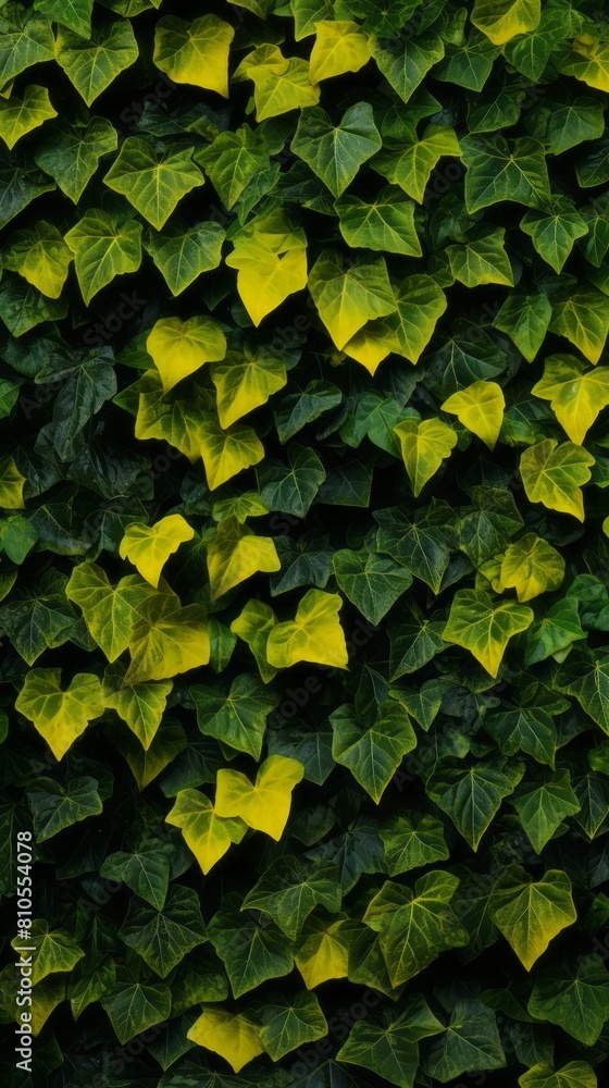 Green ivy with yellow leaves forms a thick texture, reminiscent of traditional Vietnamese style. Green ivy with yellow leaves forms a thick texture, reminiscent of traditional Vietnamese style.