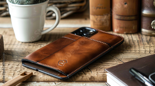 Leather phone wallet case with card slots and a magnetic closure, combining convenience with sophistication for users on the go.
