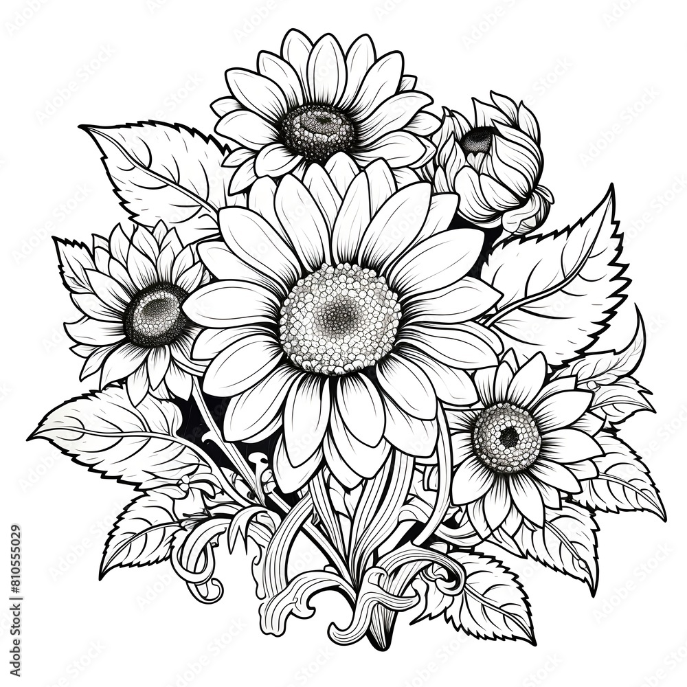 custom made wallpaper toronto digitalFlower coloring page illustration for kids and children on a white background