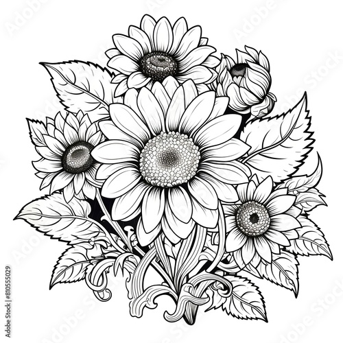 Wallpaper Mural Flower coloring page illustration for kids and children on a white background Torontodigital.ca