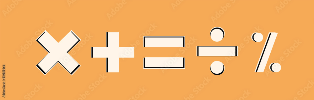 Fototapeta premium Set of monochrome icons with mathematical symbols 