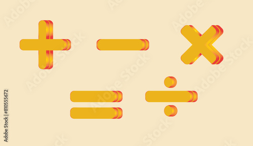Set of monochrome icons with mathematical symbols 