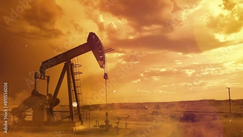 industrial oil pump jack extracting crude oil. seamless looping overlay 4k virtual video animation background photo