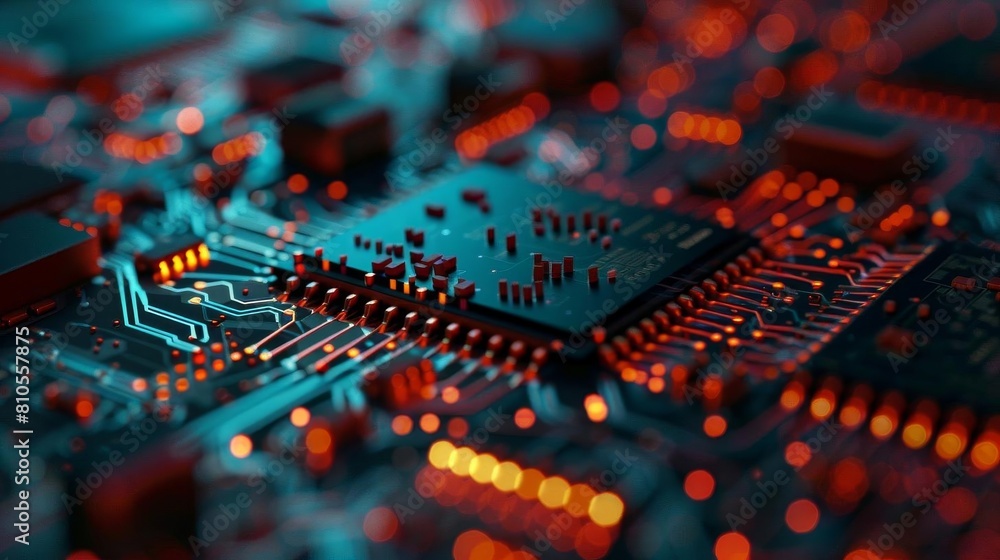 Obraz premium Closeup of a microchip highlighting technological precision