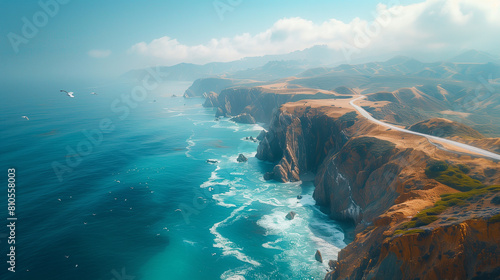 a coastal road with rugged cliffs of a seaside cliff