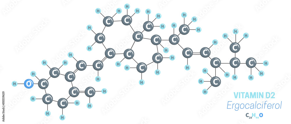 Ergocalciferol D2 Vitamin Molecule of C28H44O Ergocalciferol D2 Vitamin Molecule of C28H44O