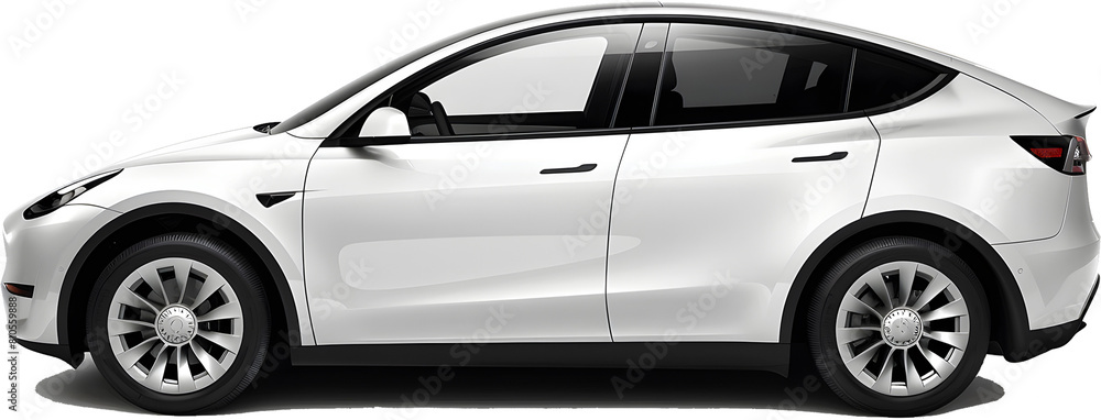 White car isolated on white Transparent background.