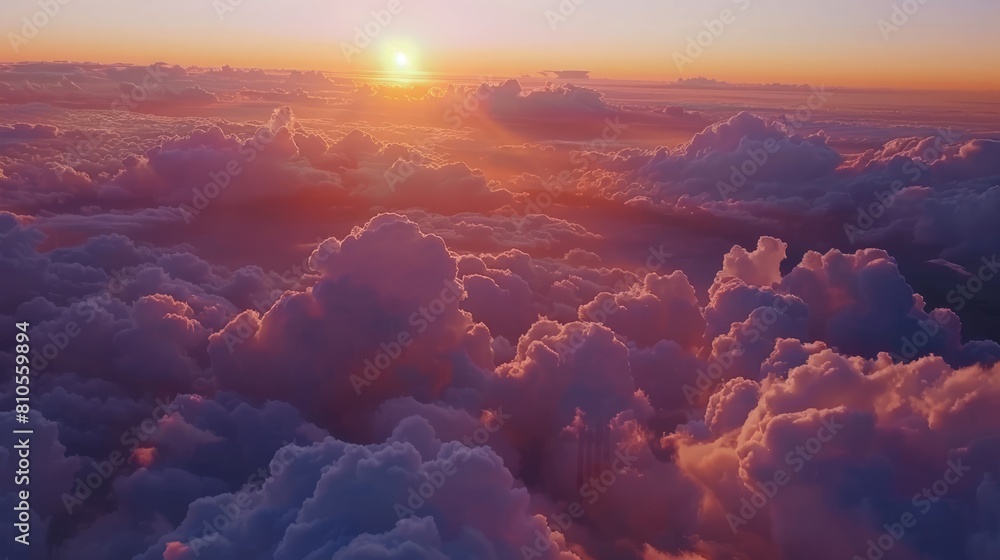 Beautiful aerial view above clouds at sunset, Beautiful cloudscape sunrise. AI-generated. Beautiful aerial view above clouds at sunset, Beautiful cloudscape sunrise. AI-generated.