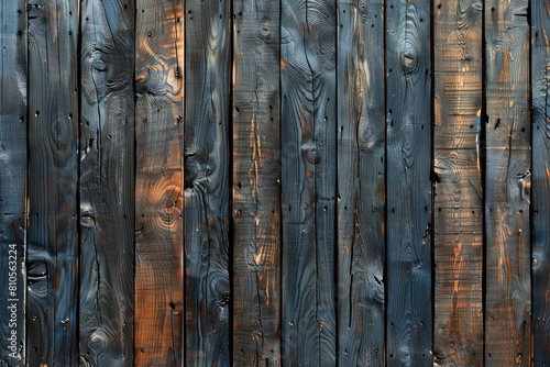 Dark wooden background with a dark blue color, with visible wood grain and texture visible. Created with Ai