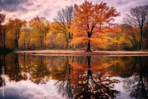 Wallpaper Mural Vibrant autumn landscape reflected in a tranquil pond Torontodigital.ca