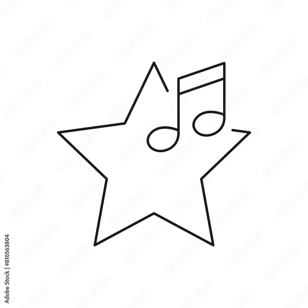 Favorite song. Star with music note icon line style isolated on white background. Vector illustration Favorite song. Star with music note icon line style isolated on white background. Vector illustration