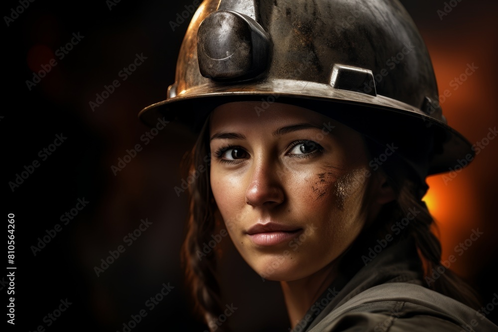 portrait of a female firefighter with a serious expression portrait of a female firefighter with a serious expression