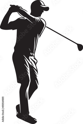 Golf player silhouette. Golfer silhouette vector black and white.