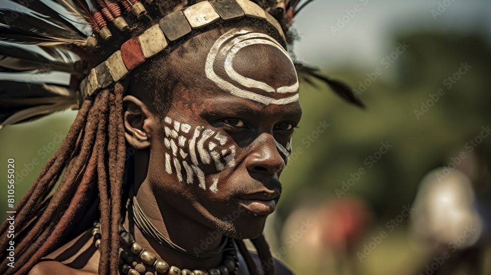 Tribal face paint and headdress