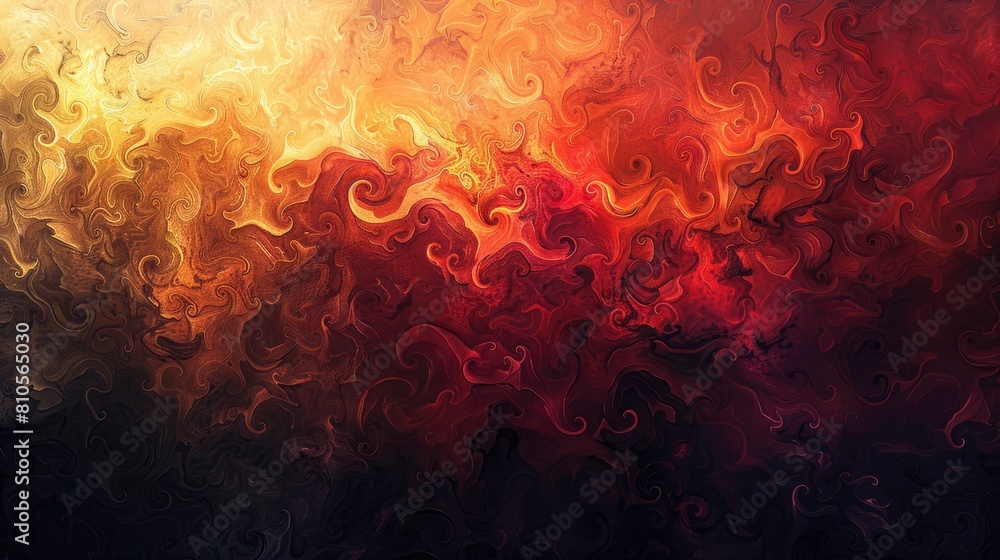 An abstract texture background inspired by the patterns of a sunset, with a palette of warm, fiery tones and a dramatic, atmospheric quality.