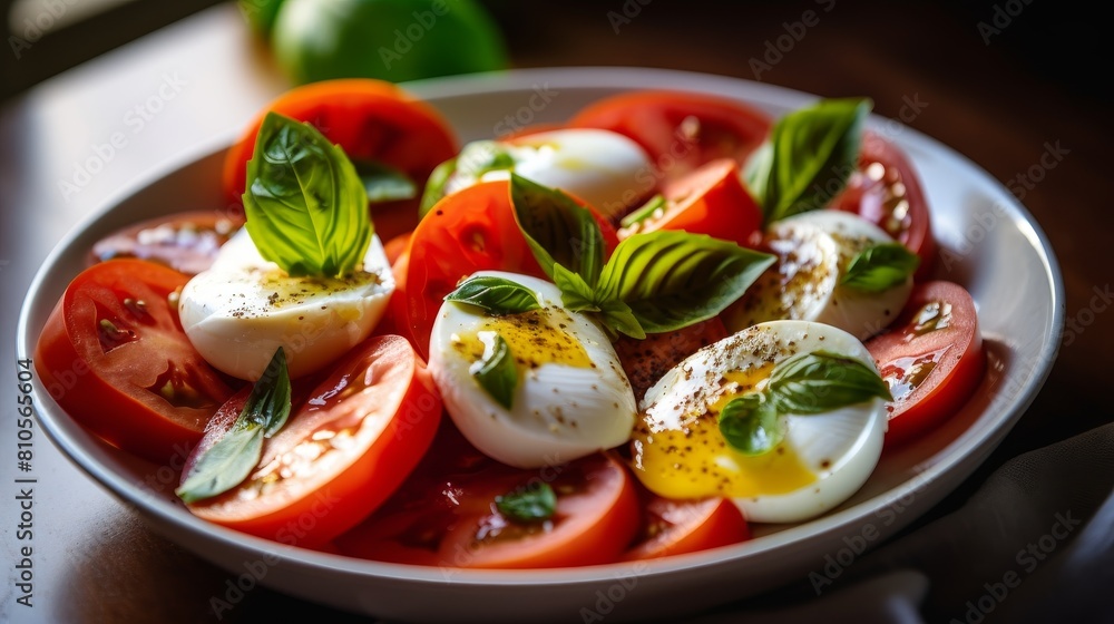 fresh tomato and mozzarella salad with basil