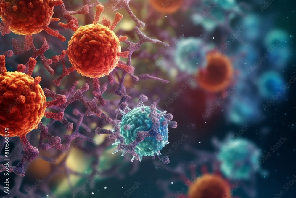 Microscopic view of virus cells Microscopic view of virus cells