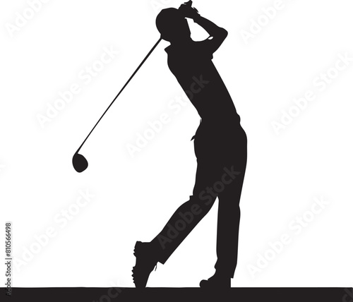 Golf player silhouette. Golfer silhouette vector black and white.