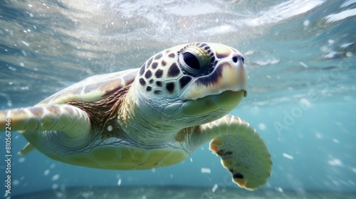 close-up of a sea turtle swimming underwater © Balaraw