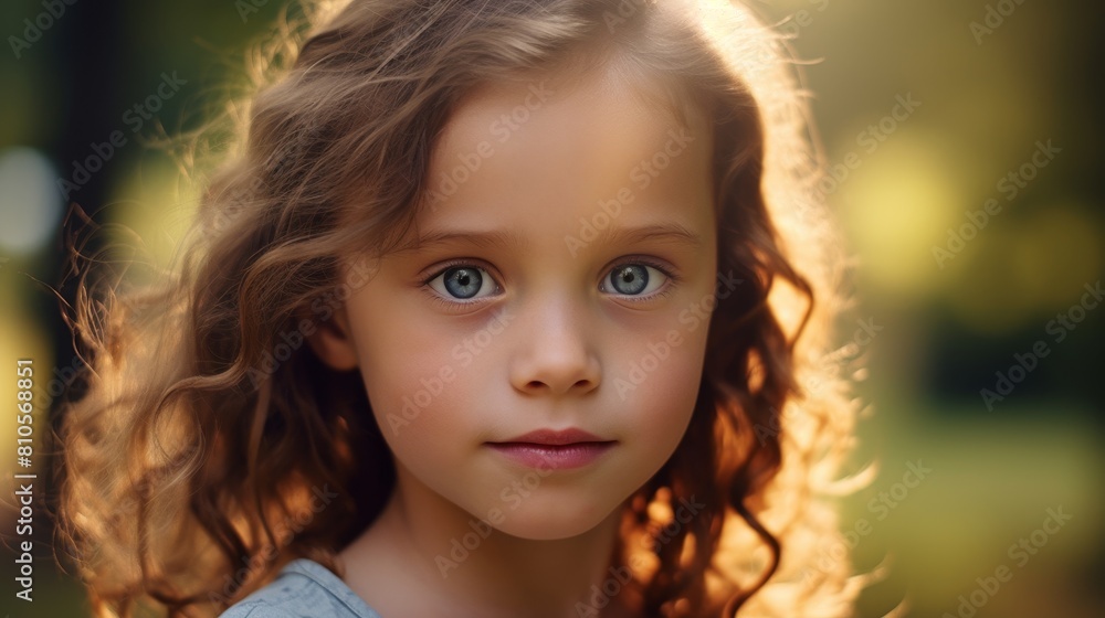 Captivating portrait of a young girl with curly hair Captivating portrait of a young girl with curly hair