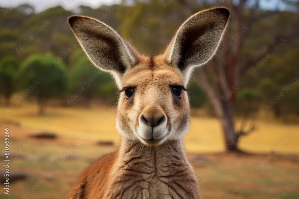 close-up portrait of a curious kangaroo