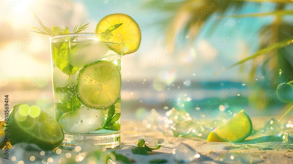Long drink mojito cocktail summer tropical sunny beach drink bar