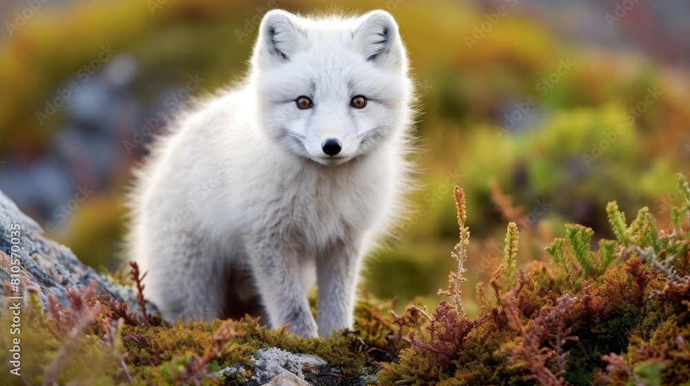 Captivating white arctic fox in natural habitat Captivating white arctic fox in natural habitat