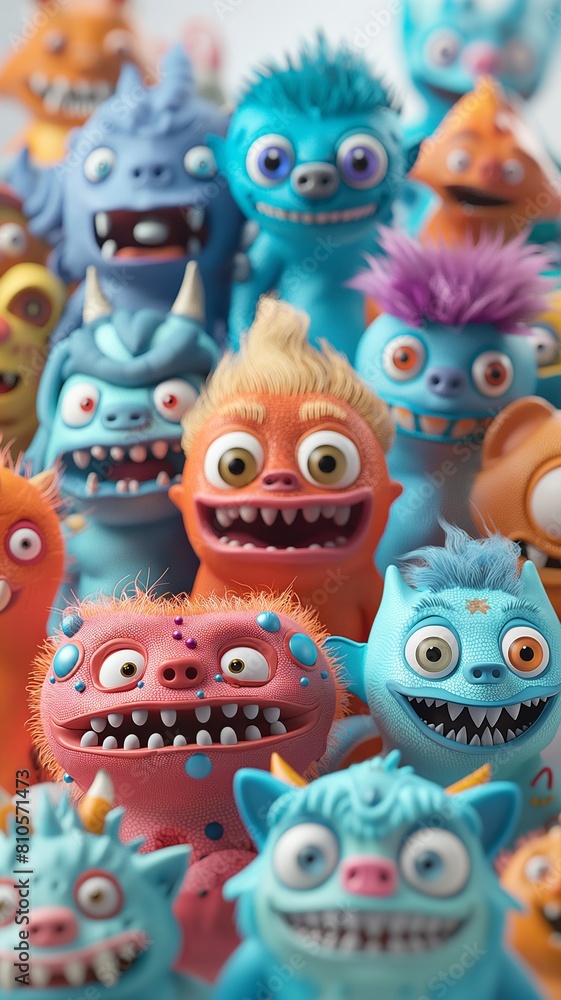 Colorful Group of Cartoon Monsters
