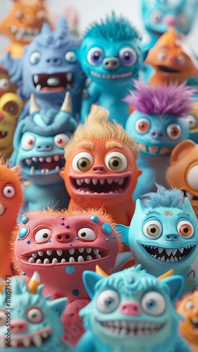 Colorful Group of Cartoon Monsters © patpongstock