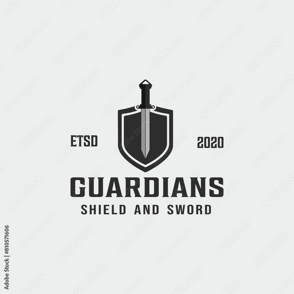 sword and shield logo line art simple minimalist vector illustration template icon graphic design sword and shield logo line art simple minimalist vector illustration template icon graphic design