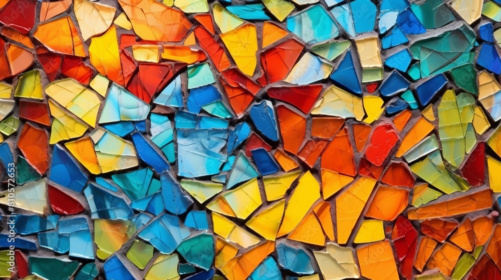 Vibrant mosaic pattern with colorful glass shards Vibrant mosaic pattern with colorful glass shards