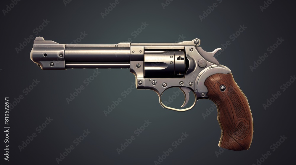 Powerful revolver handgun on dark background