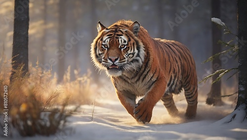 Beautiful Siberian tiger in its habitat  close up of a tiger  tiger portrait  made with AI Generative