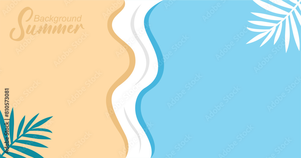 Obraz premium Vector illustration of sea waves background in flat style. Summer banner template.