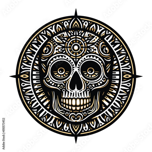 Symbolic beauty skull vector illustration isolated on white background