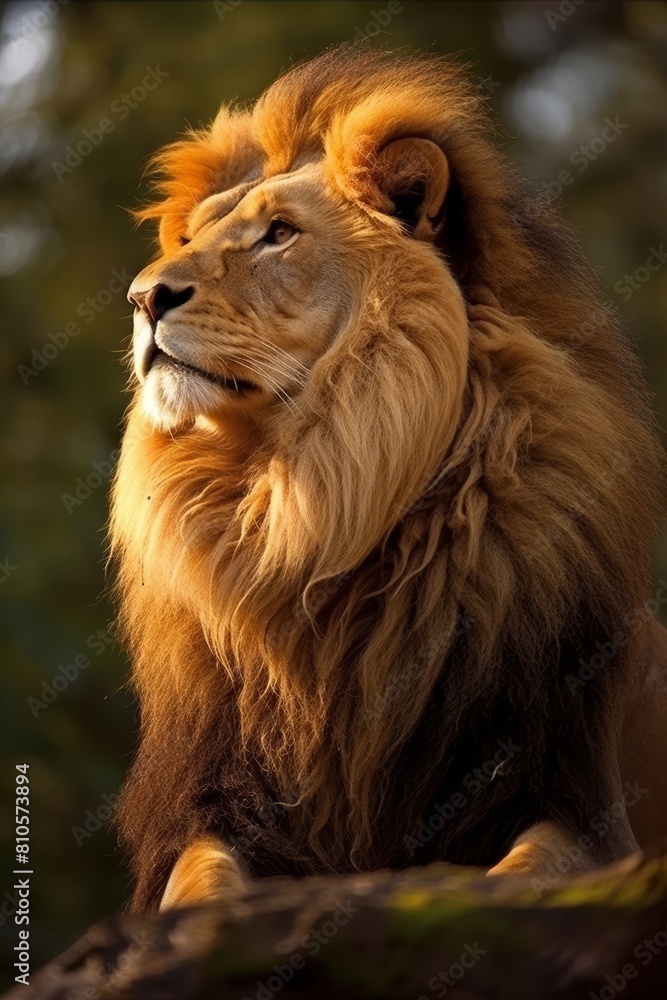 Fototapeta premium Majestic lion with flowing mane