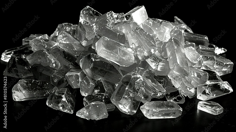 Crystal meth, pile of methamphetamine shards, on black Crystal meth, pile of methamphetamine shards, on black