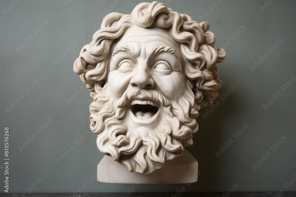 Dramatic ancient greek sculpture of a screaming man Dramatic ancient greek sculpture of a screaming man