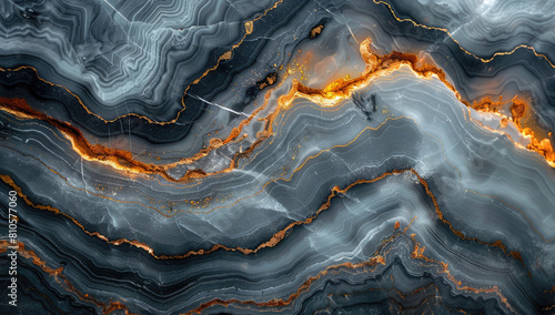 A dark blue and gold marble pattern with golden veins, resembling the texture of an iridescent agate surface. Created with Ai