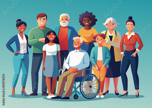 Inclusive group of people isolated illustration