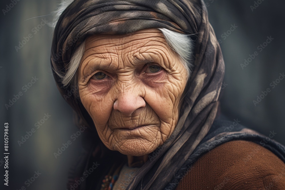 Weathered face of an elderly person Weathered face of an elderly person