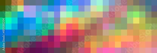 colorful pixel rainbow colors grid mosaic pattern abstract palette background banner