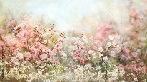 Dreamy Spring Blossoms Backdrop with Cherry Blossoms and Dogwoods in Pastel Colors