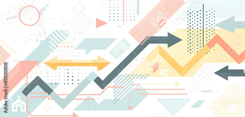 Modern flat design presenting step-up options infographic arrows with pastel tones and geometric patterns on white.